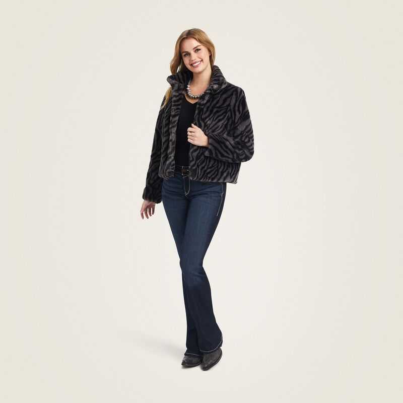 Ariat City Girl Faux Fur Jacket Black | 415BOESAF