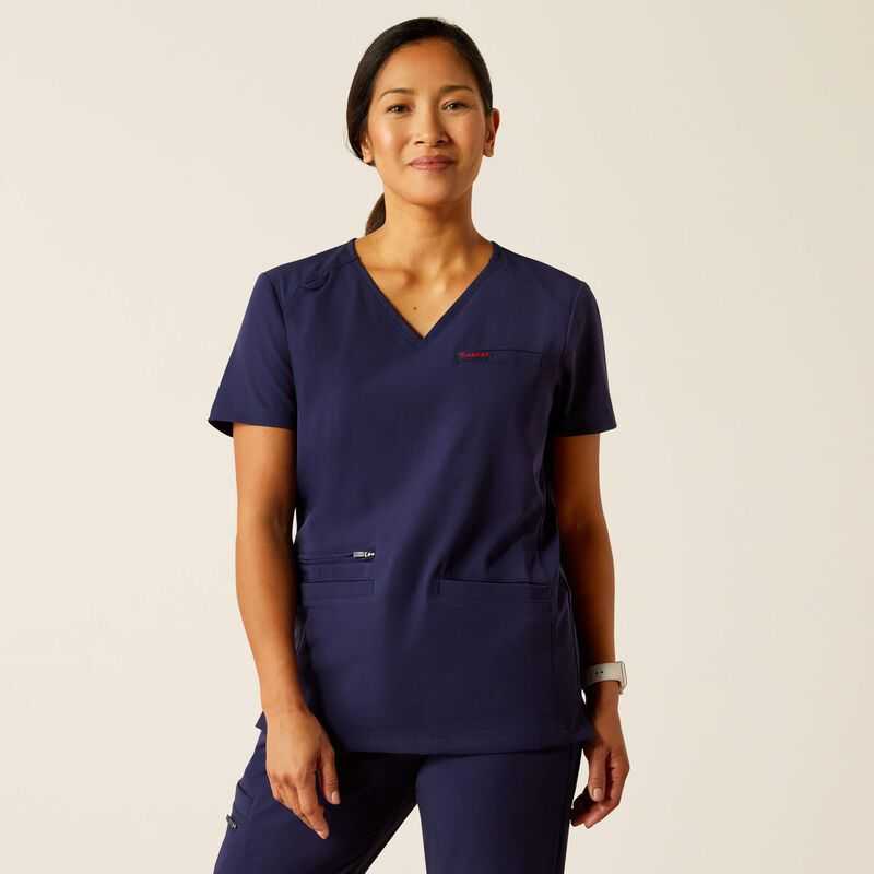 Ariat Clara 6 Pocket Scrub Top Navy | 451EAVDYF