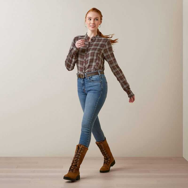 Ariat Clarion Blouse Mole Plaid | 528XBNEWR