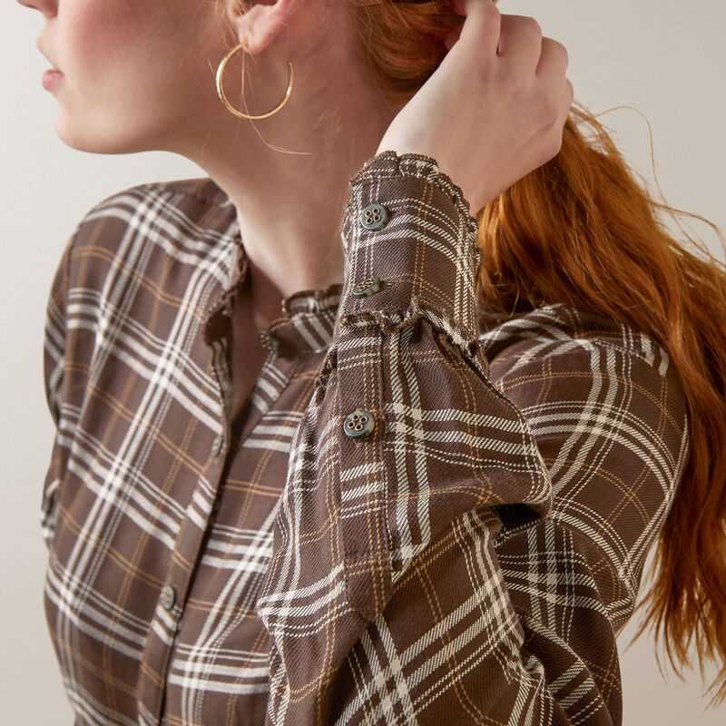 Ariat Clarion Blouse Mole Plaid | 528XBNEWR