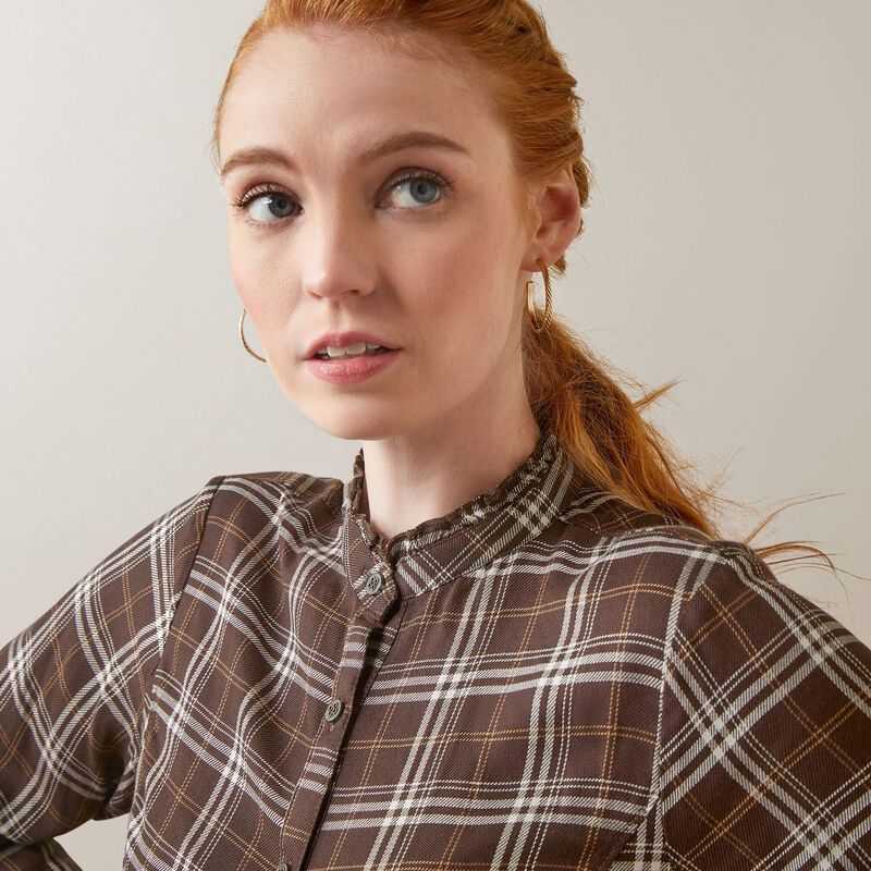 Ariat Clarion Blouse Mole Plaid | 528XBNEWR