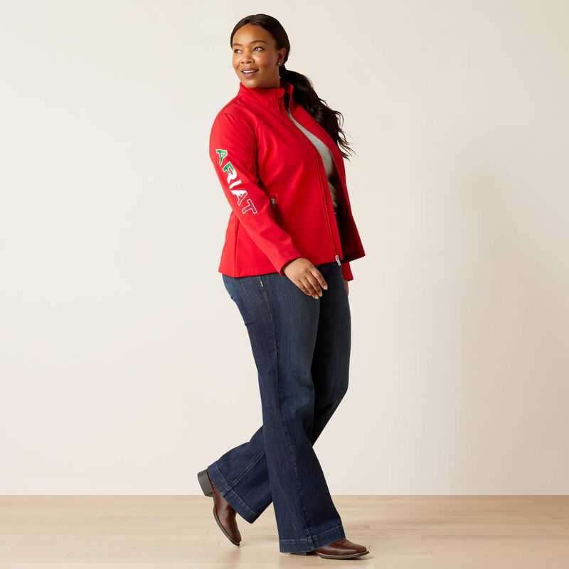 Ariat Classic Team Softshell MEXICO Jacket Red | 394VQFIWD