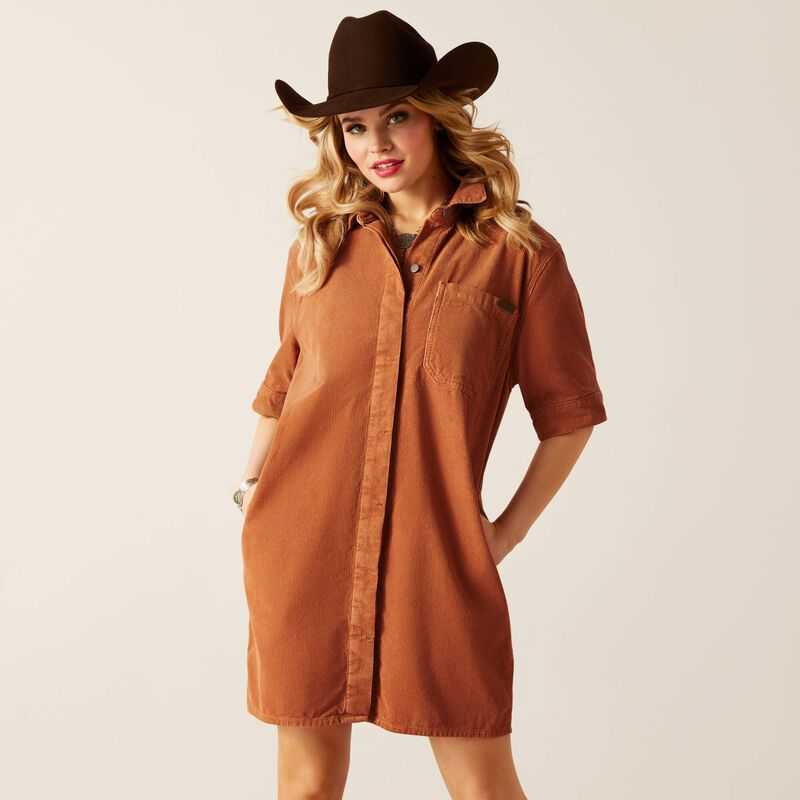 Ariat Corduroy Dress Khaki / Brown | 021QOEDAN