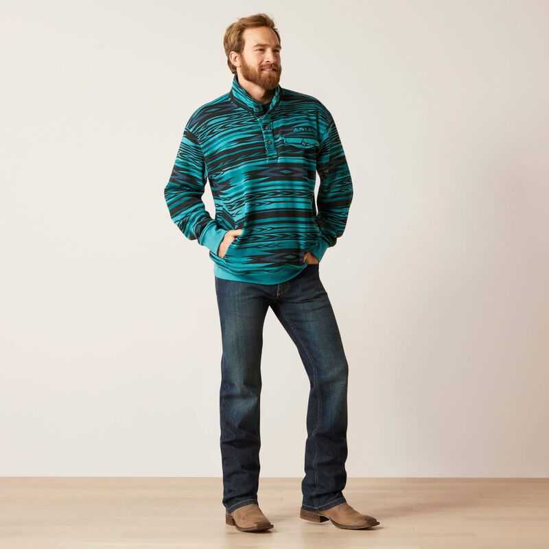 Ariat Cotton-Rich Mockneck Sweatshirt Blue | 721LZDVJG