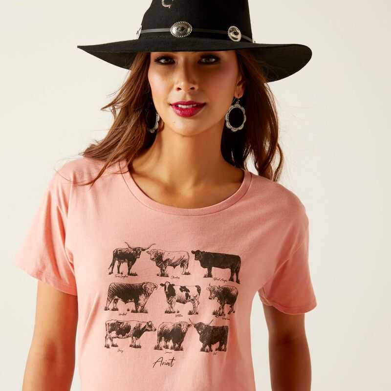 Ariat Cow Chart T-Shirt Sunset Heather | 527YECWNL