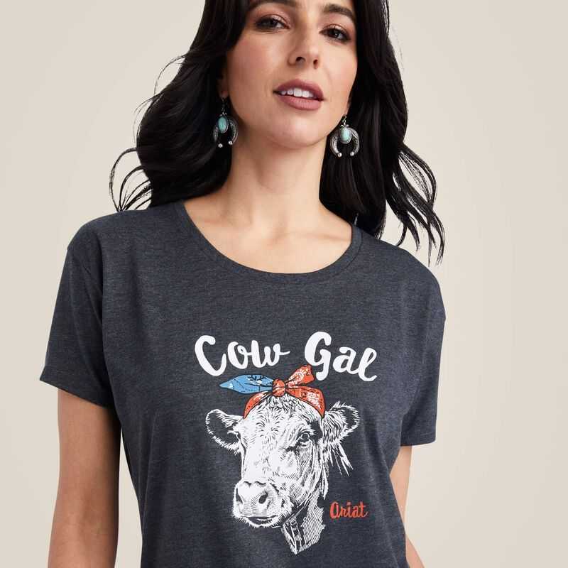 Ariat Cow Gal Tee Grey | 593CQJEZM