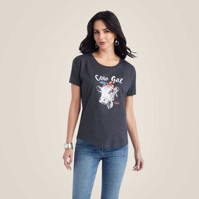 Ariat Cow Gal Tee Grey | 593CQJEZM