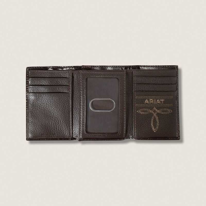 Ariat Cross Rodeo Trifold Wallet Brown | 813QFCVTO