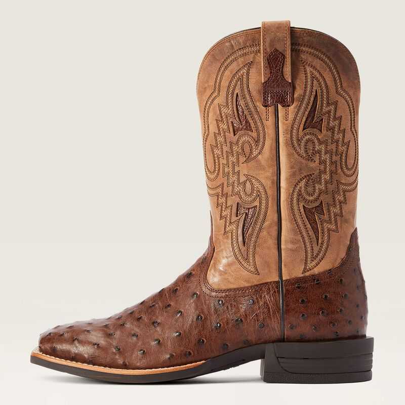 Ariat Dagger Western Boot Dark Tabac Full Quill Ostrich | 356NVLTZU