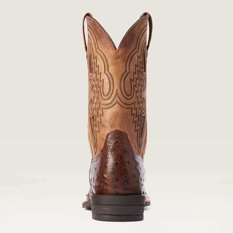 Ariat Dagger Western Boot Dark Tabac Full Quill Ostrich | 356NVLTZU