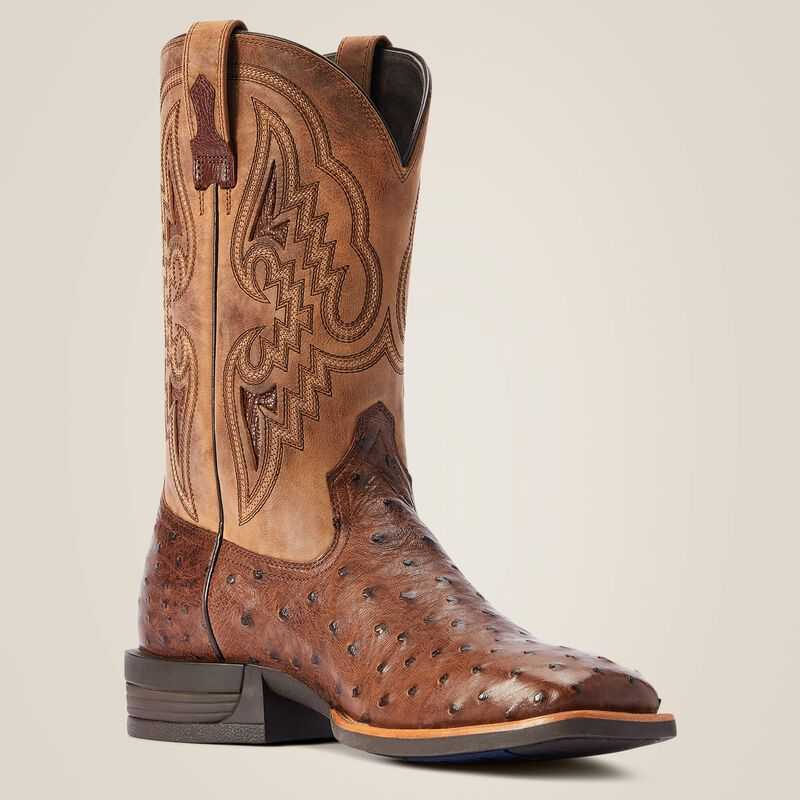 Ariat Dagger Western Boot Dark Tabac Full Quill Ostrich | 356NVLTZU