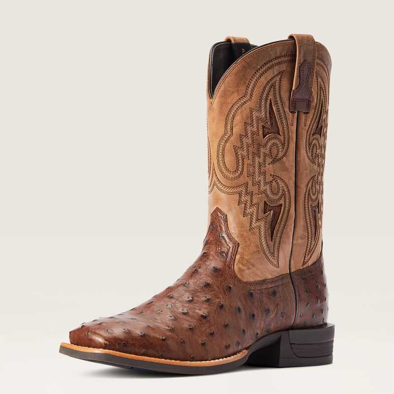 Ariat Dagger Western Boot Dark Tabac Full Quill Ostrich | 356NVLTZU