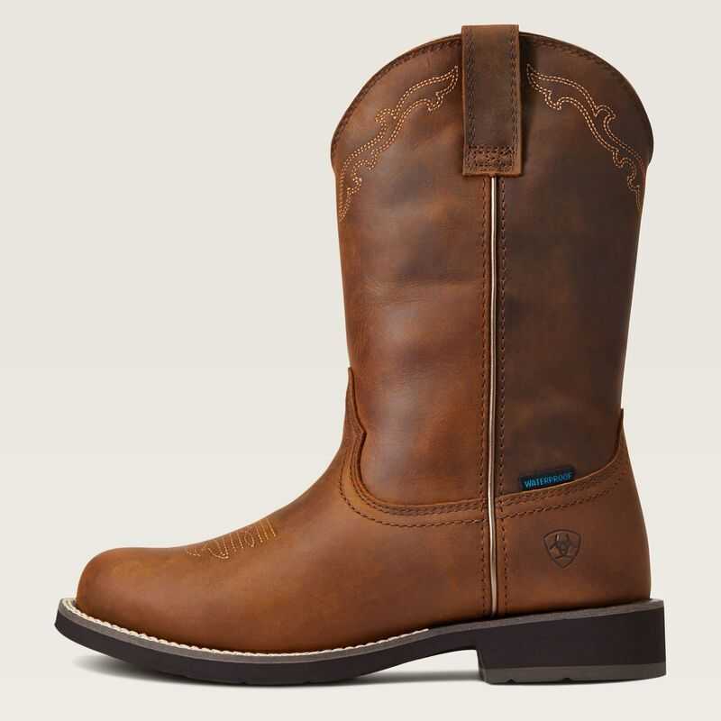 Ariat Delilah Round Toe Waterproof Western Boot Brown | 879AUOEMQ