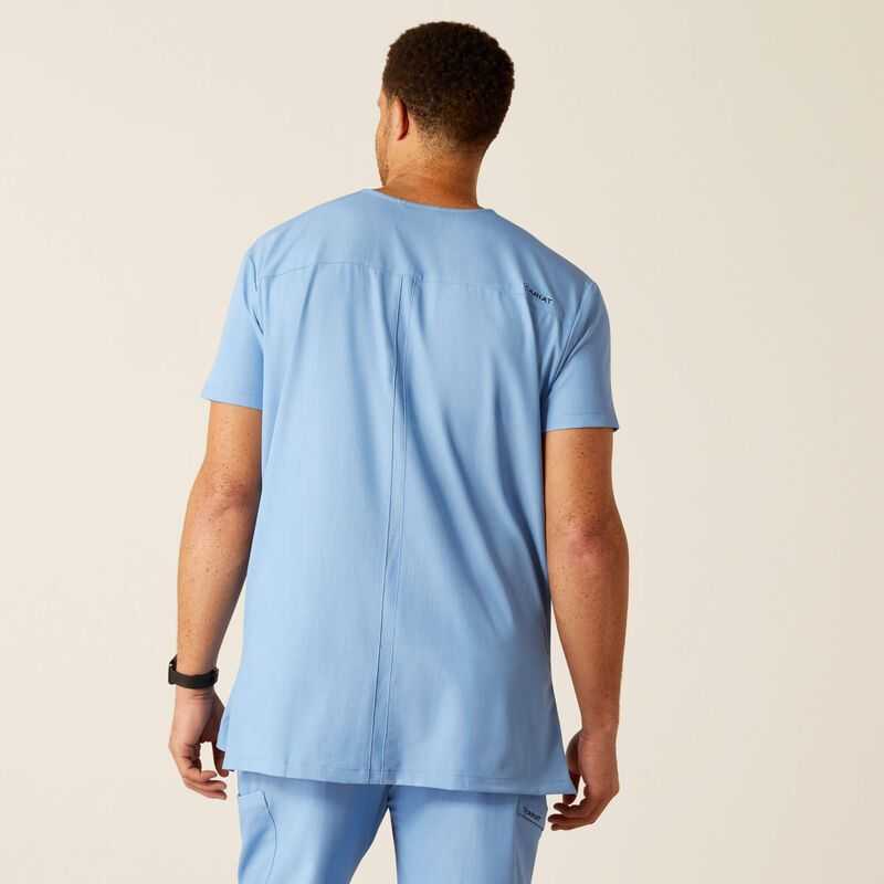 Ariat Derham 6 Pocket Scrub Top Light Blue | 526TVRYHI