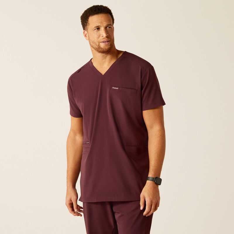 Ariat Derham 6 Pocket Scrub Top Winetasting | 480EVODBR