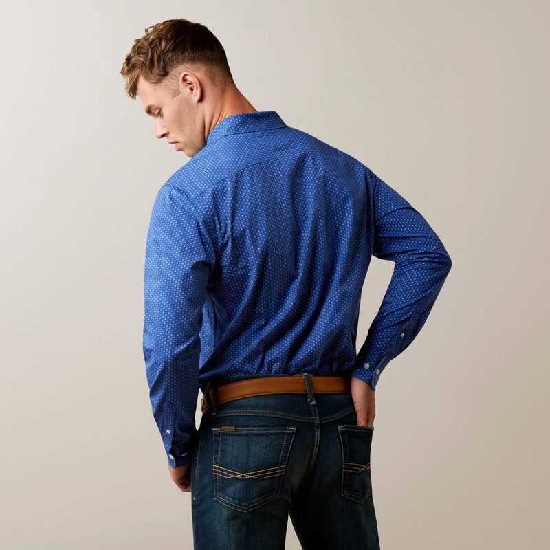 Ariat Ditsy Stretch Modern Fit Shirt Blue | 512VDHUEG