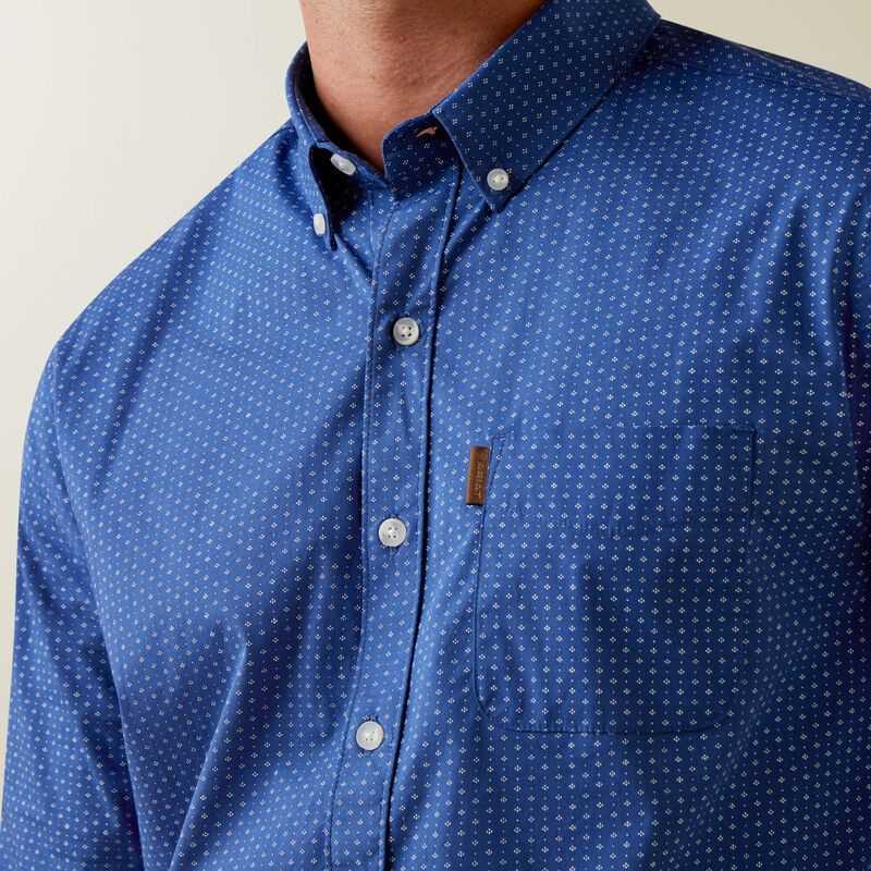 Ariat Ditsy Stretch Modern Fit Shirt Blue | 512VDHUEG