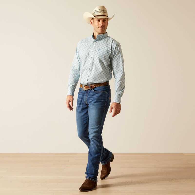 Ariat Eamon Classic Fit Shirt Blue | 591NMPZFT