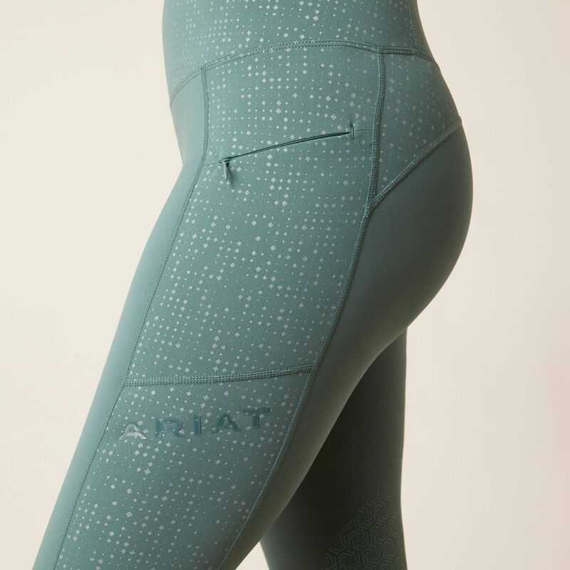 Ariat Eos Lumina Knee Patch Tight Silver Deep Green | 681ESLDBP