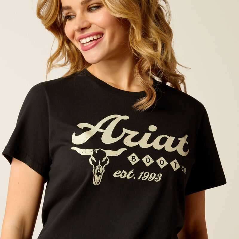 Ariat Established Boot Co T-Shirt Black | 304VDHMYR