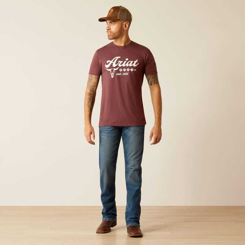 Ariat Established Boot Co. T-Shirt Burgundy | 472ODLRPH