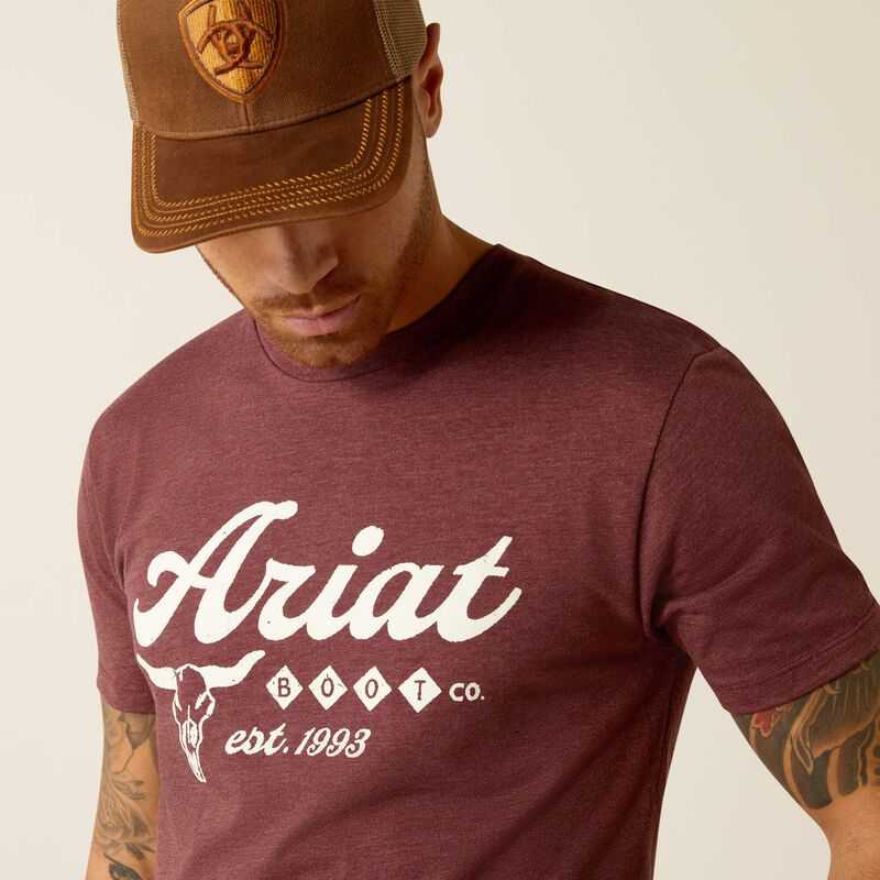 Ariat Established Boot Co. T-Shirt Burgundy | 472ODLRPH