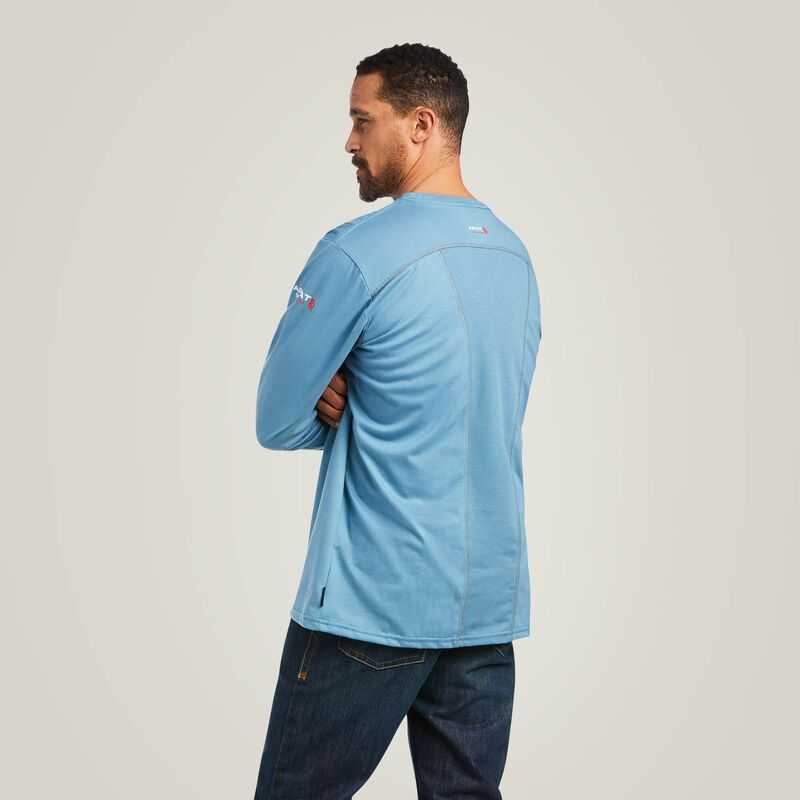 Ariat FR AC Crew T-Shirt Grey Blue | 843KDQLJX