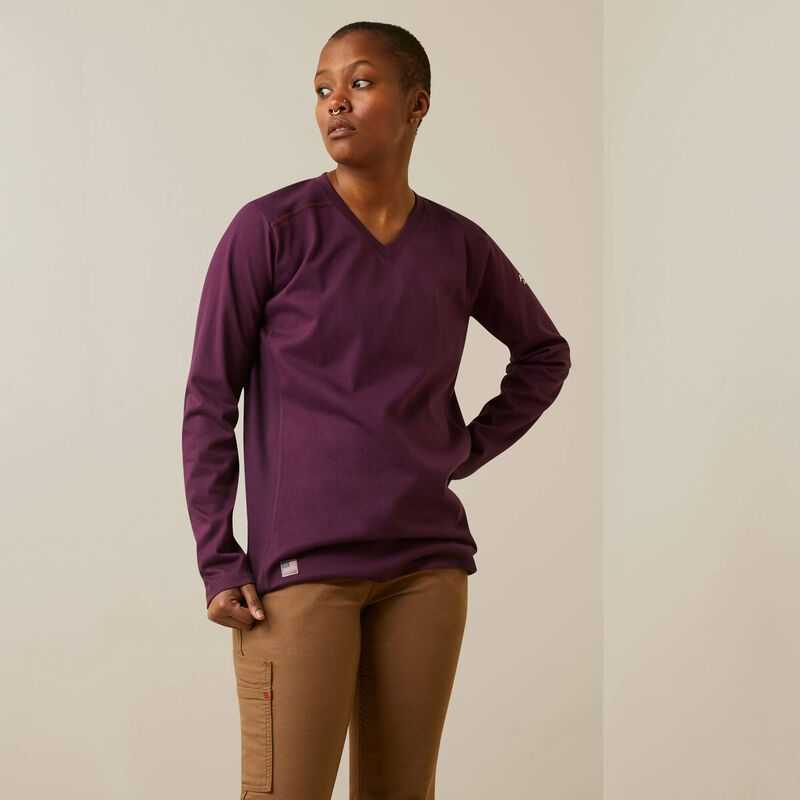 Ariat FR AC Crew Top Purple | 438GQRIKJ