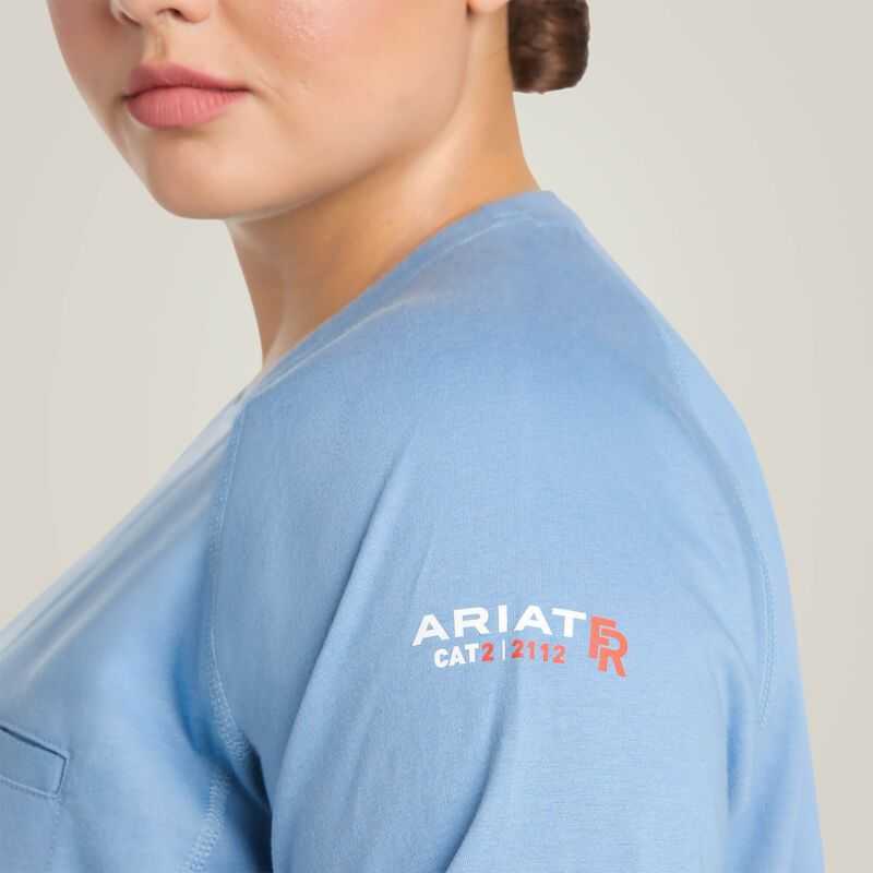 Ariat FR Air Crew T-Shirt Grey Blue | 560XYKLBJ