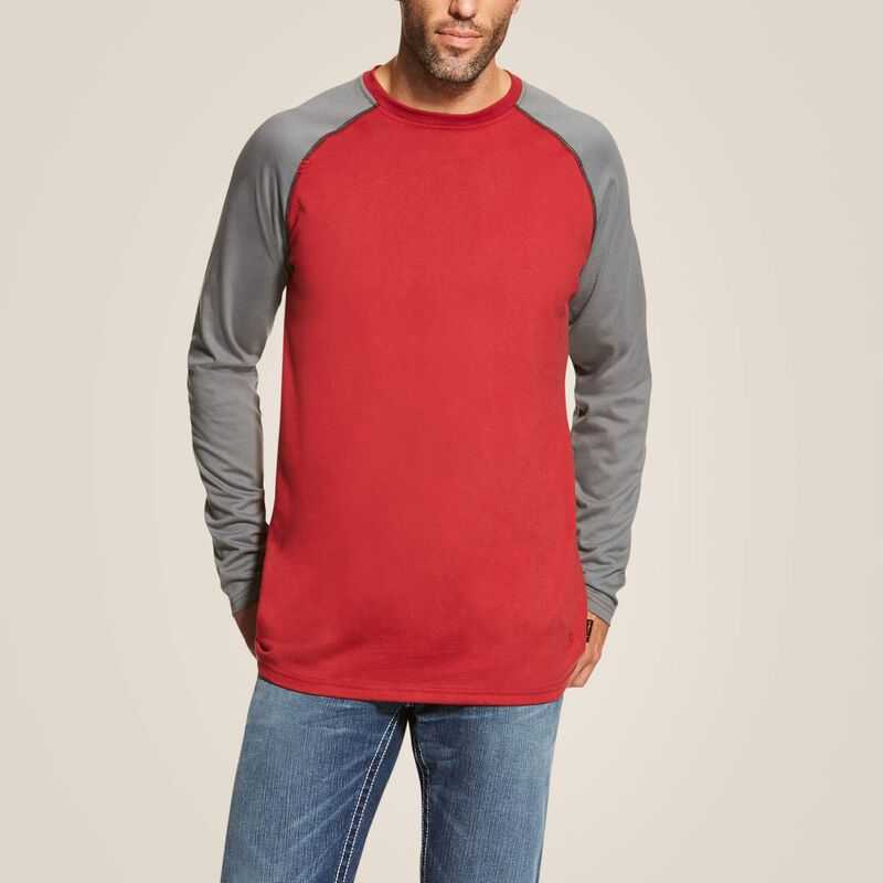 Ariat FR Baseball T-Shirt Red / Grey | 980ODVBPI