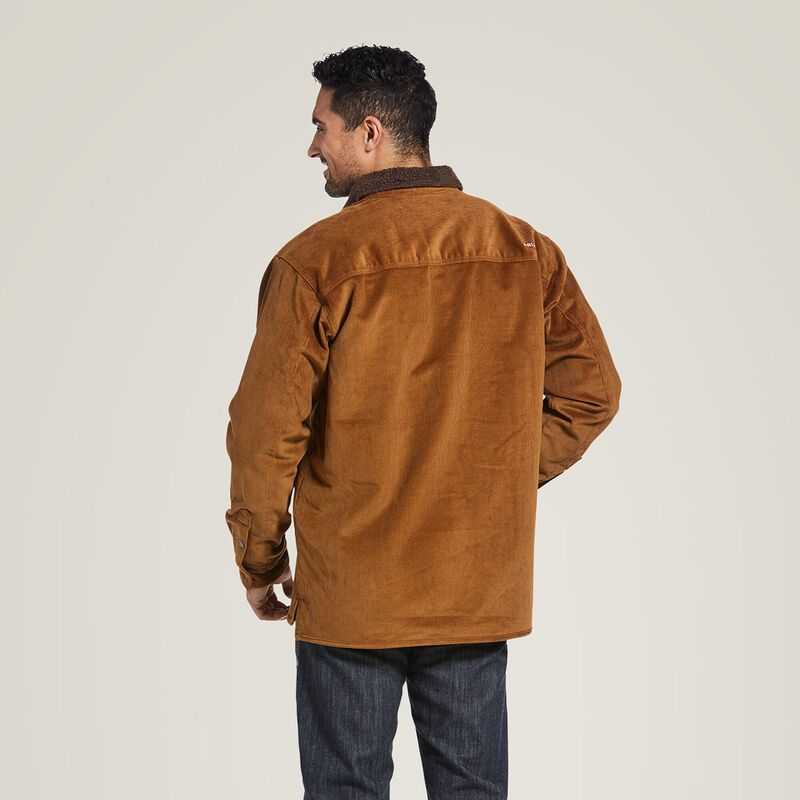 Ariat FR DuraStretch Sherpa-lined Corduroy Shirt Jacket Brown | 986GHNWTP