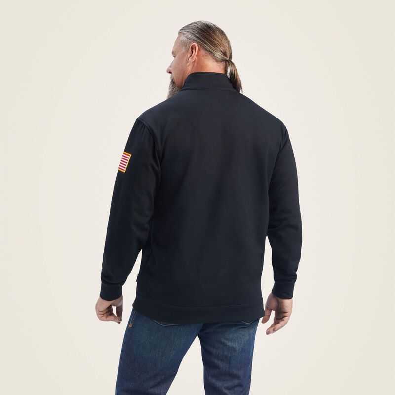 Ariat FR Durastrech Fleece 1/2 Zip Job Shirt Black | 726DZPGIU