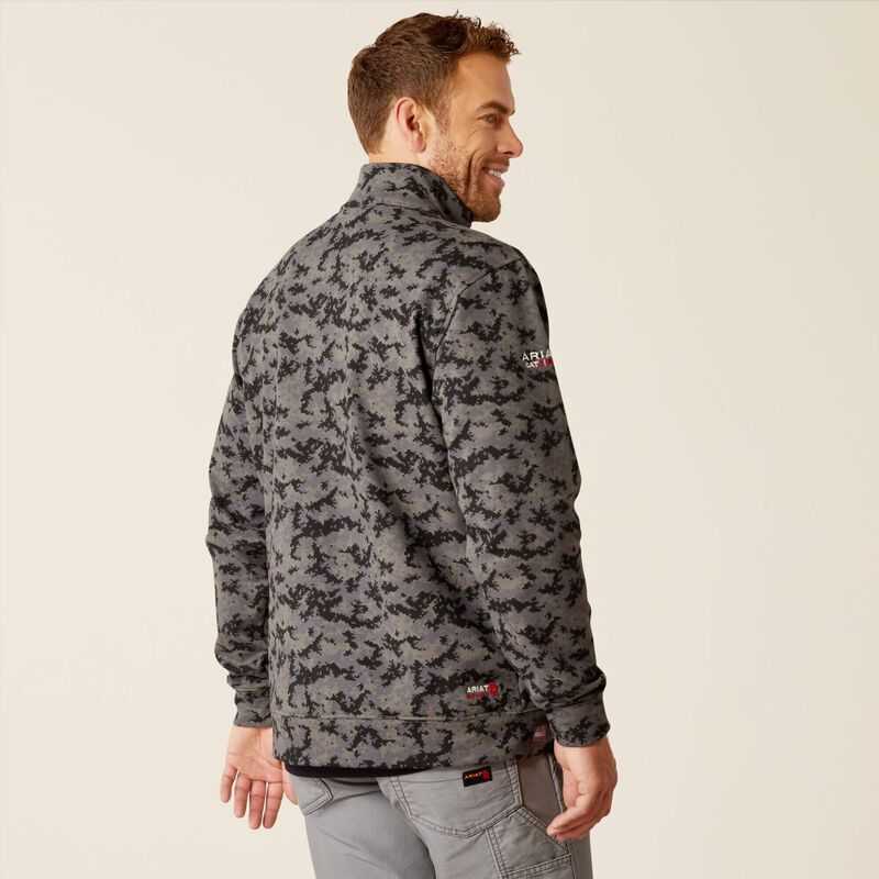 Ariat FR Durastrech Fleece 1/2 Zip Job Shirt Grey Camo | 679HYXBWS