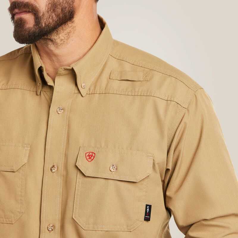 Ariat FR Featherlight Work Shirt Khaki | 234IZUCGW