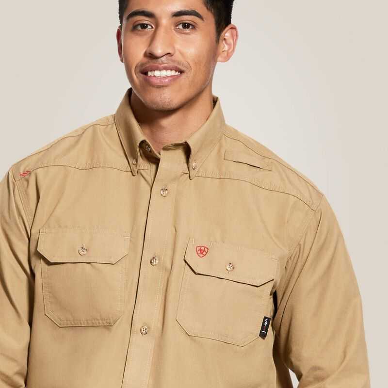 Ariat FR Featherlight Work Shirt Khaki | 234IZUCGW