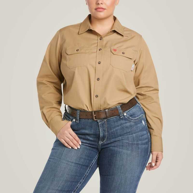 Ariat FR Featherlight Work Shirt Khaki | 408FMHALE