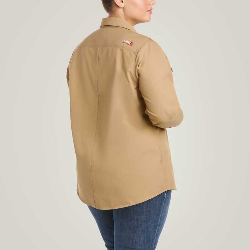 Ariat FR Featherlight Work Shirt Khaki | 408FMHALE