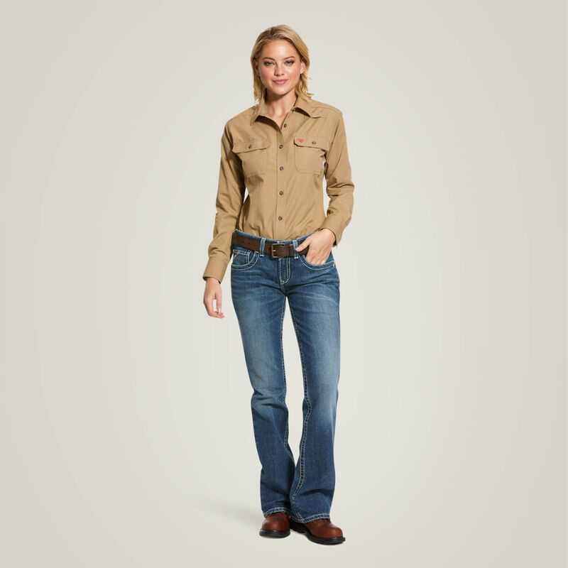 Ariat FR Featherlight Work Shirt Khaki | 408FMHALE