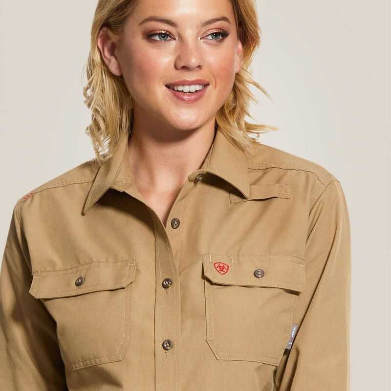 Ariat FR Featherlight Work Shirt Khaki | 408FMHALE