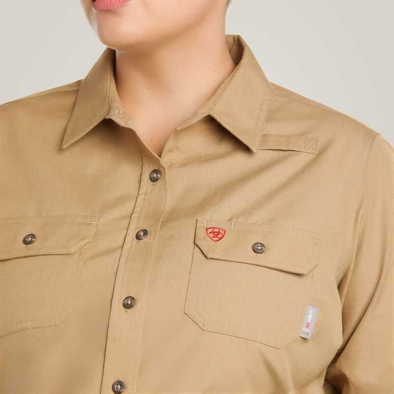 Ariat FR Featherlight Work Shirt Khaki | 408FMHALE