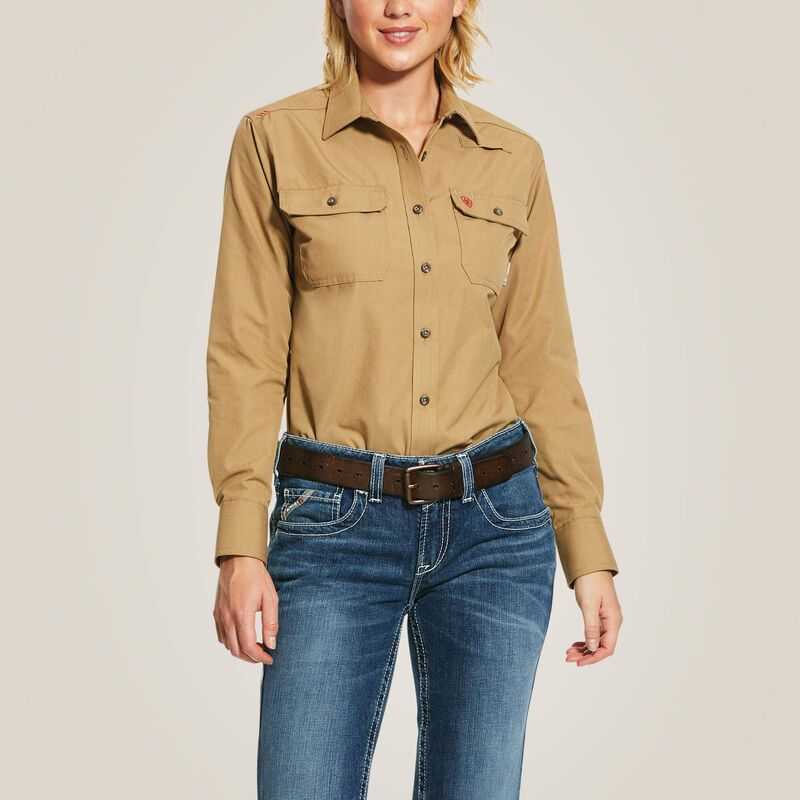 Ariat FR Featherlight Work Shirt Khaki | 408FMHALE