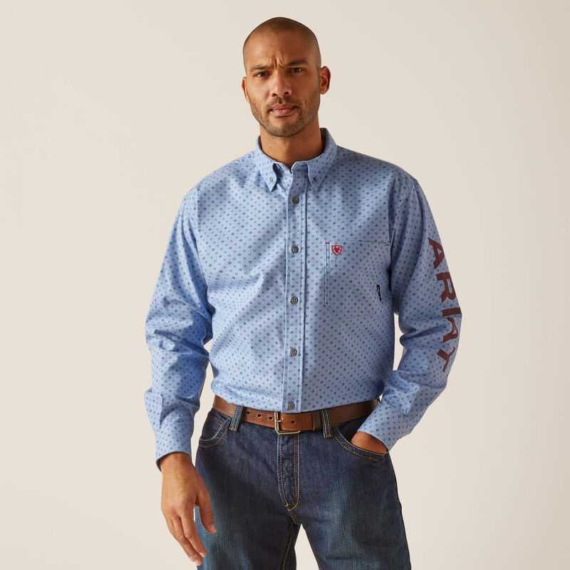 Ariat FR Gunner Logo DuraStretch Work Shirt Blue | 450OKRIGH