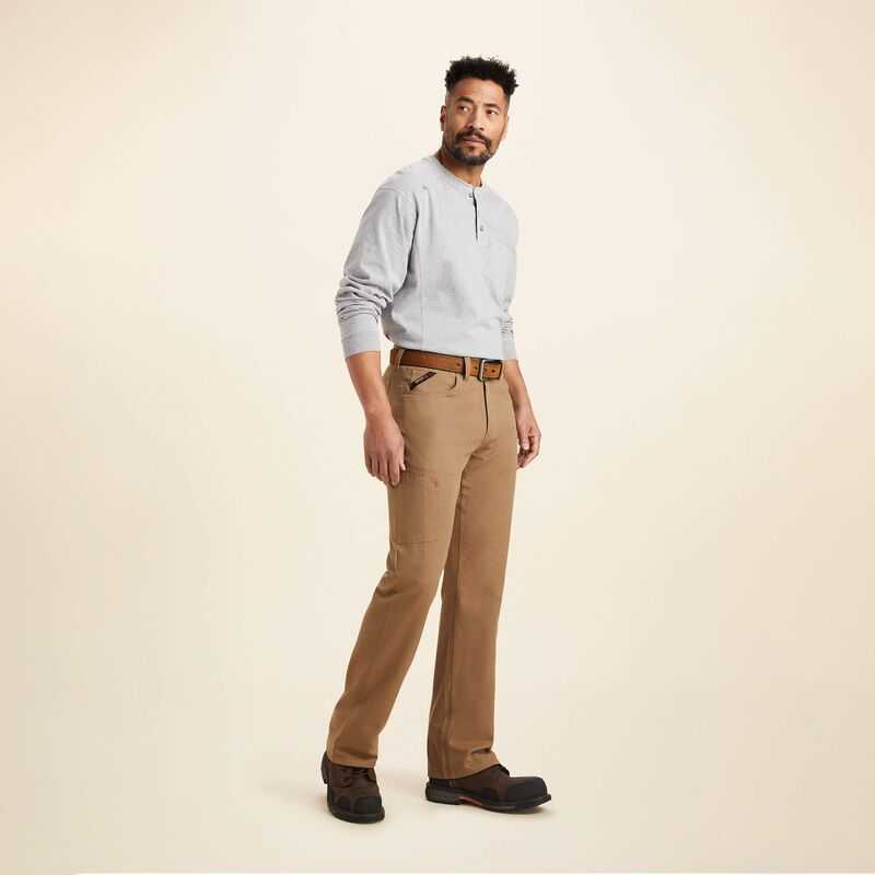 Ariat FR M4 Relaxed Crossfire Straight Pant Khaki | 452XDSHEO