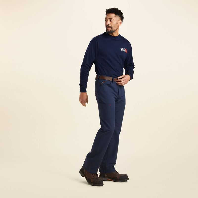 Ariat FR M4 Relaxed Crossfire Straight Pant Navy | 609FDVQCL