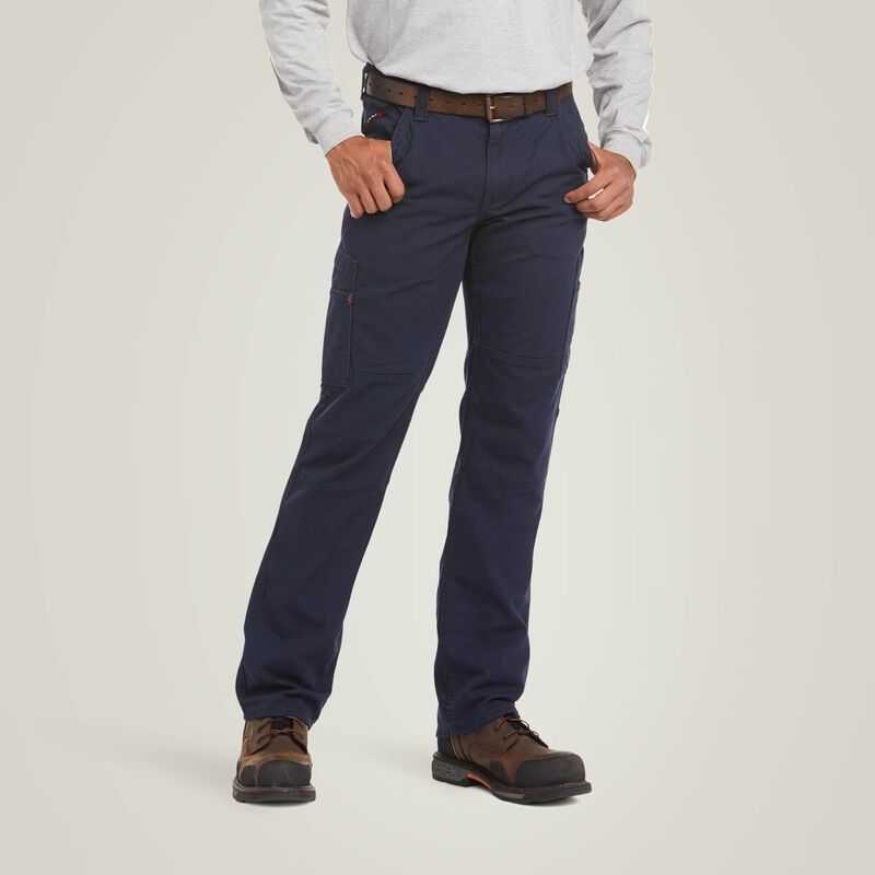 Ariat FR M5 Stretch DuraLight Canvas Stackable Straight Leg Pant Navy | 127YSDZEU