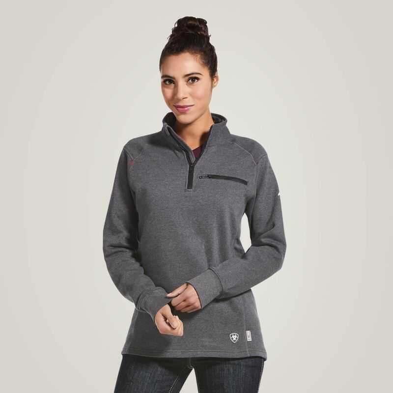 Ariat FR Rev 1/4 Zip Top Grey | 564YMLQHR