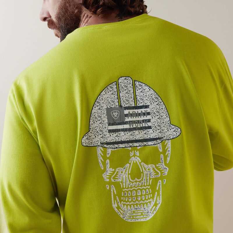 Ariat FR Roughneck Skull Logo T-Shirt Light Green | 692FQZRNE