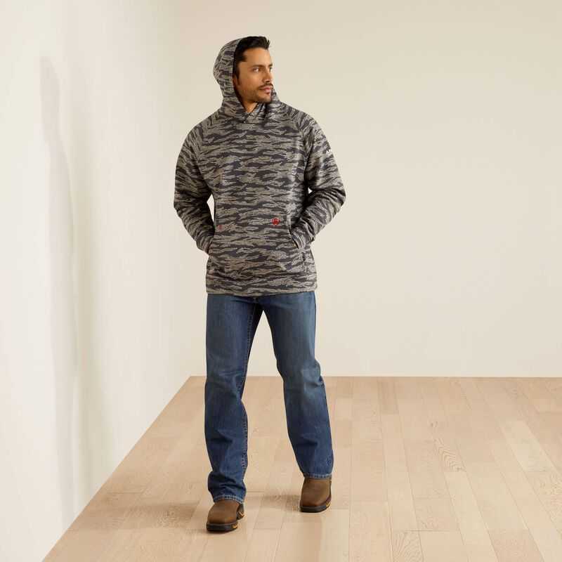 Ariat FR Smoke Hoodie Grey Camo | 893NOIJAS