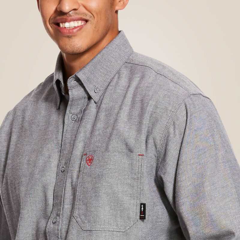 Ariat FR Solid Twill DuraStretch Work Shirt Navy | 854PJVXZF