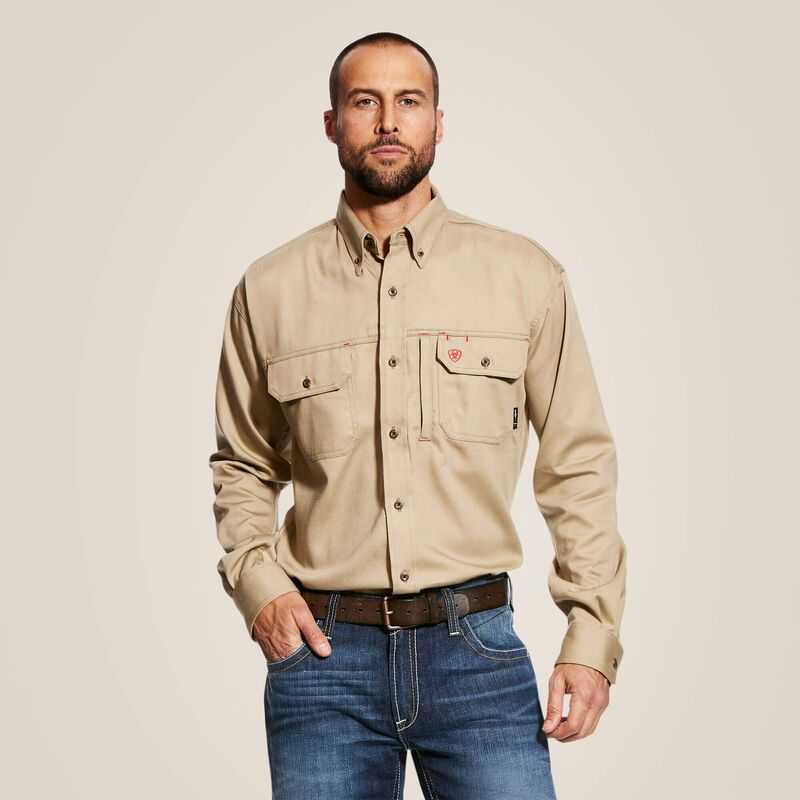 Ariat FR Solid Vent Work Shirt Khaki | 453DBPZNS